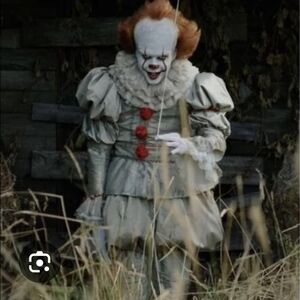 Creepy Clown Kids Costume - Gray and Red
